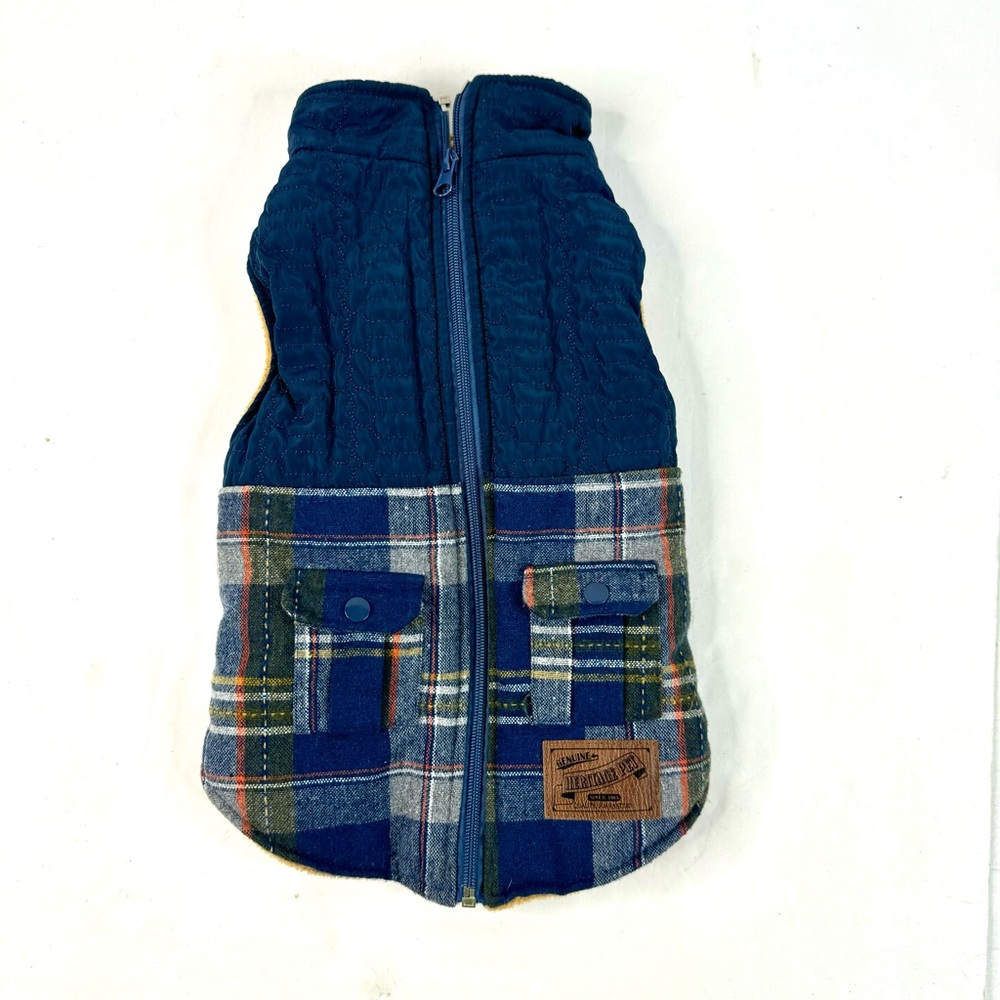 Blue Plaid Dog Vest Coat